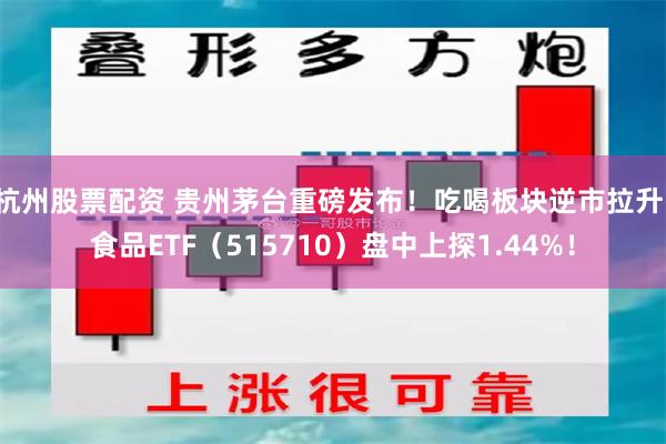 杭州股票配资 贵州茅台重磅发布！吃喝板块逆市拉升，食品ETF（515710）盘中上探1.44%！