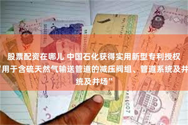 股票配资在哪儿 中国石化获得实用新型专利授权：“用于含硫天然气输送管道的减压阀组、管道系统及井场”