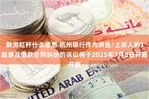 融资杠杆什么意思 杭州银行作为原告/上诉人的1起涉及借款合同纠纷的诉讼将于2025年7月8日开庭